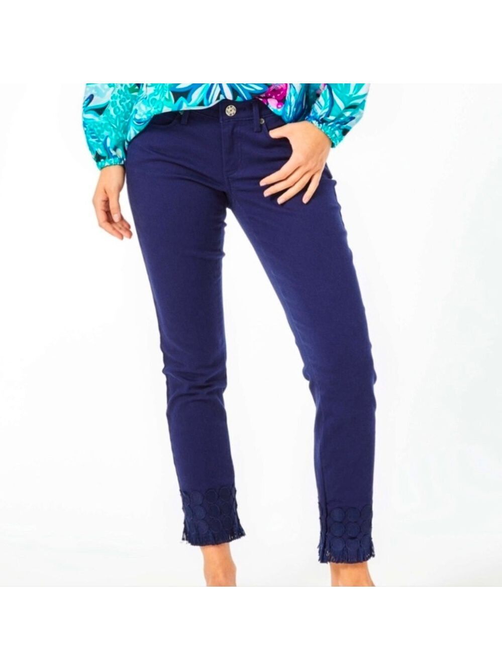 Lilly Pulitzer South Ocean Skinny Crop Blue Jeans Size 2